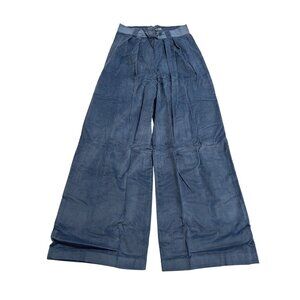 Maria De La Orden Corduroy Wide Leg Pants in Dark Blue
